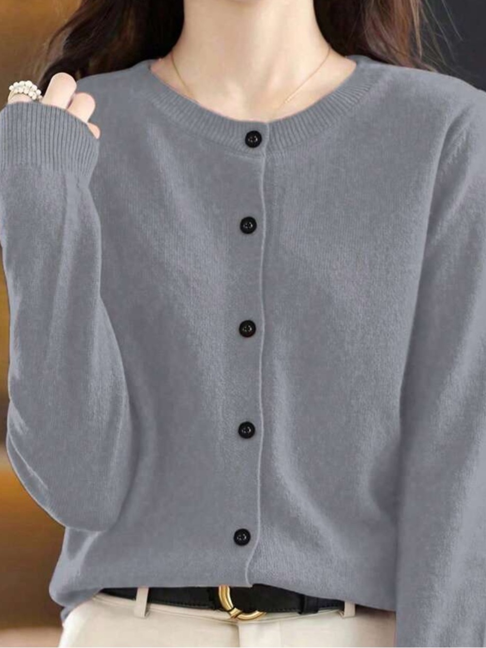 Gray Button-Front Cardigan - Picture 1 of 6